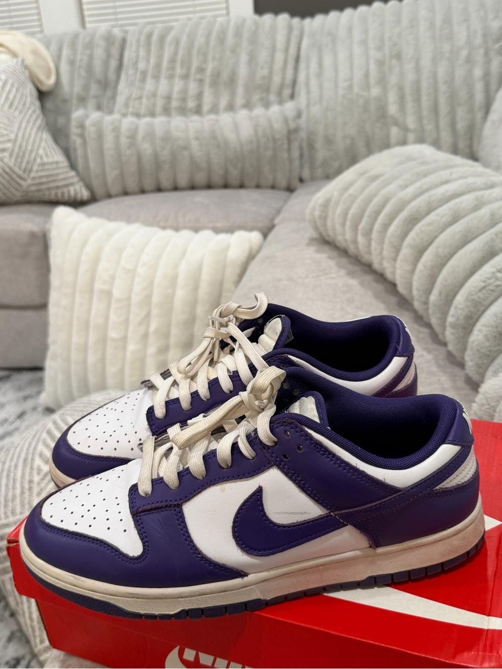 Nike Men’s Dunk Low Casual Sneakers - White/Purple